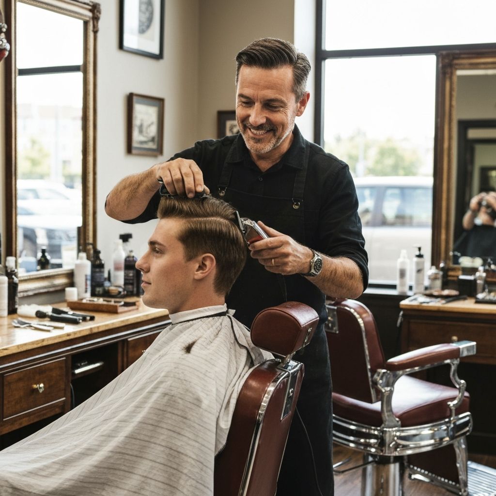 Professionell barberare klipper hår med precision